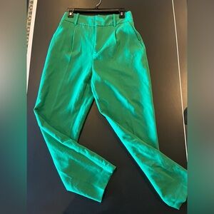 Kelly Green Zara Trousers Sz 28 pleated  high waisted EUC straight leg
